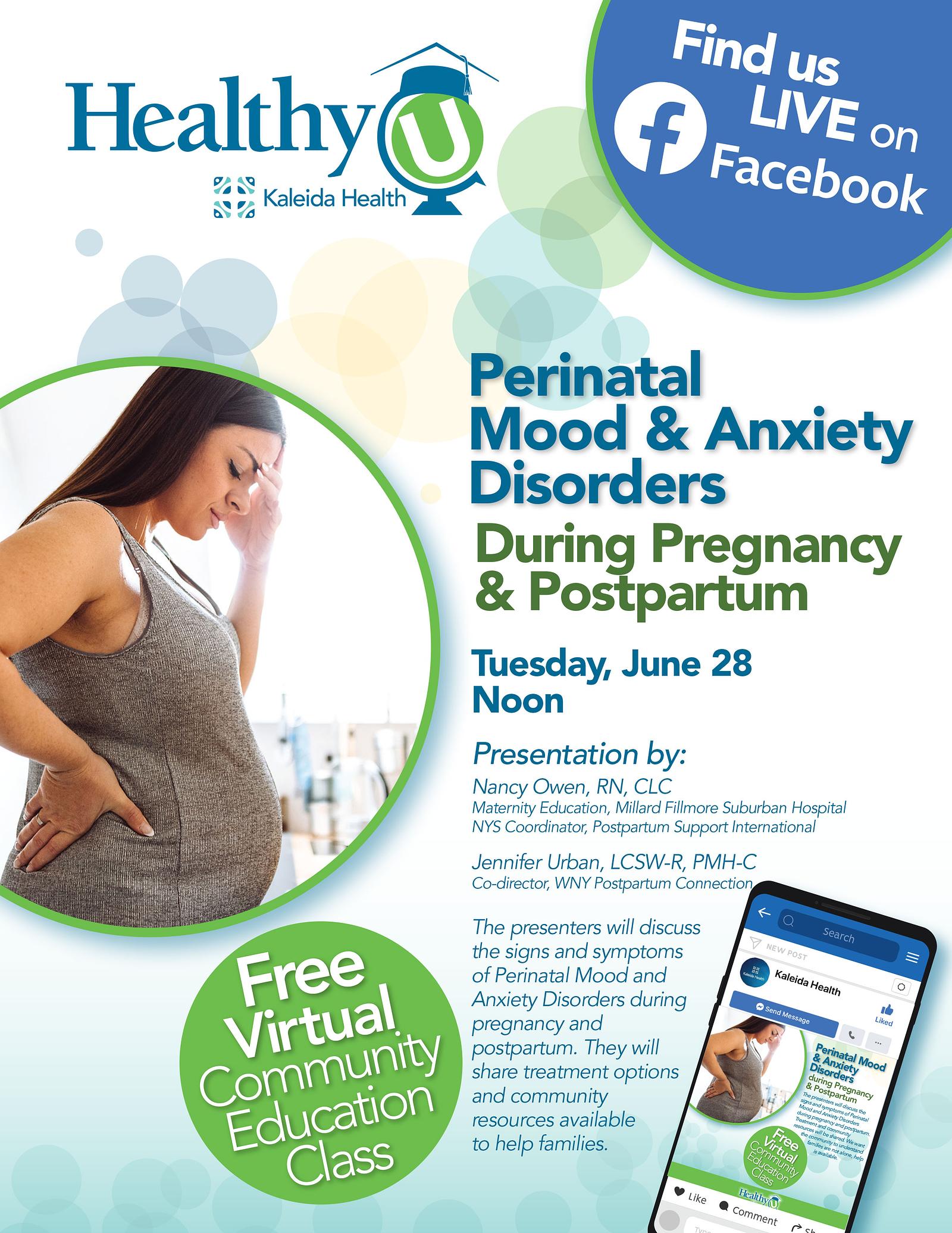 Healthy U: Perinatal Mood & Anxiety Disorders During Pregnancy & Postpartum on June 28