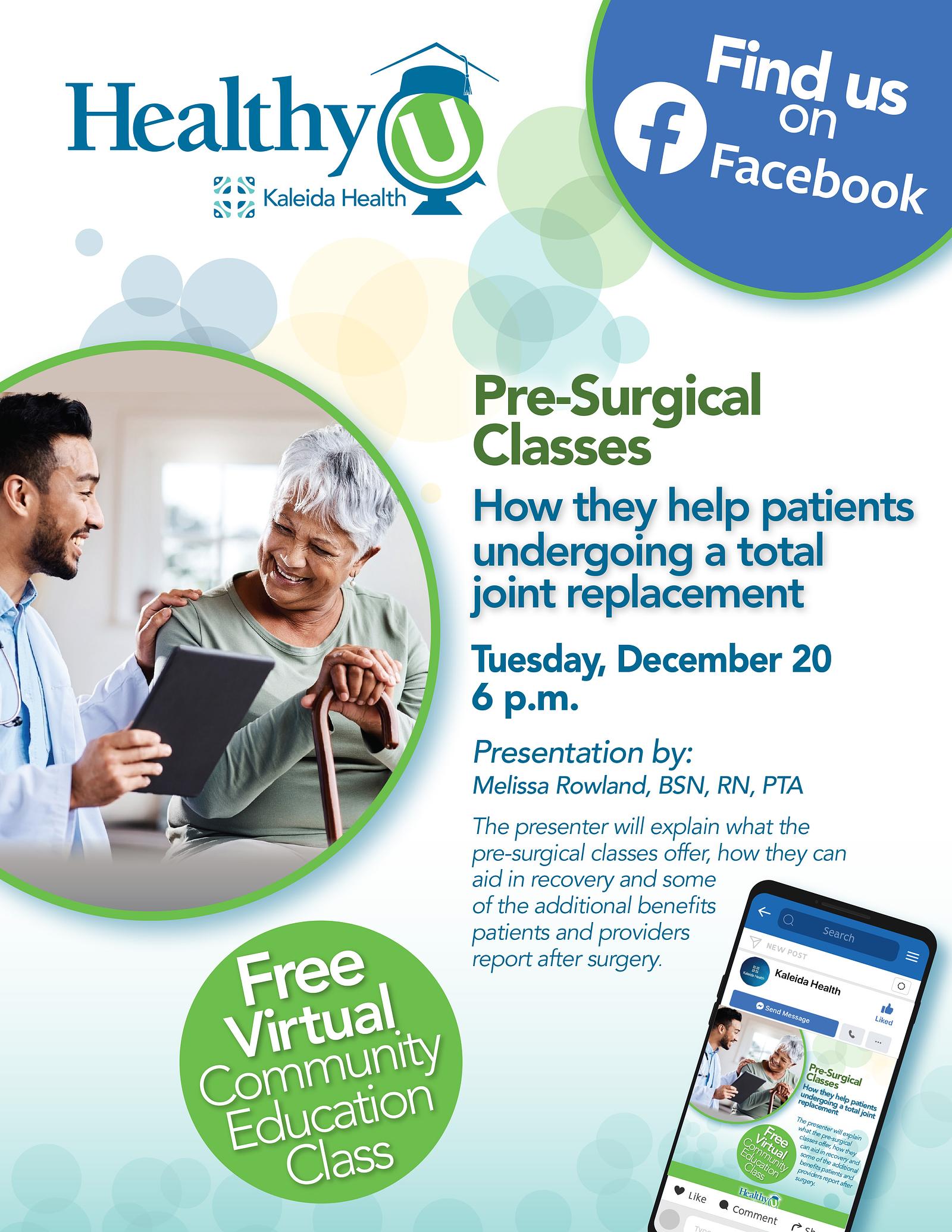 December Healthy U: Pre-Surgical Classes