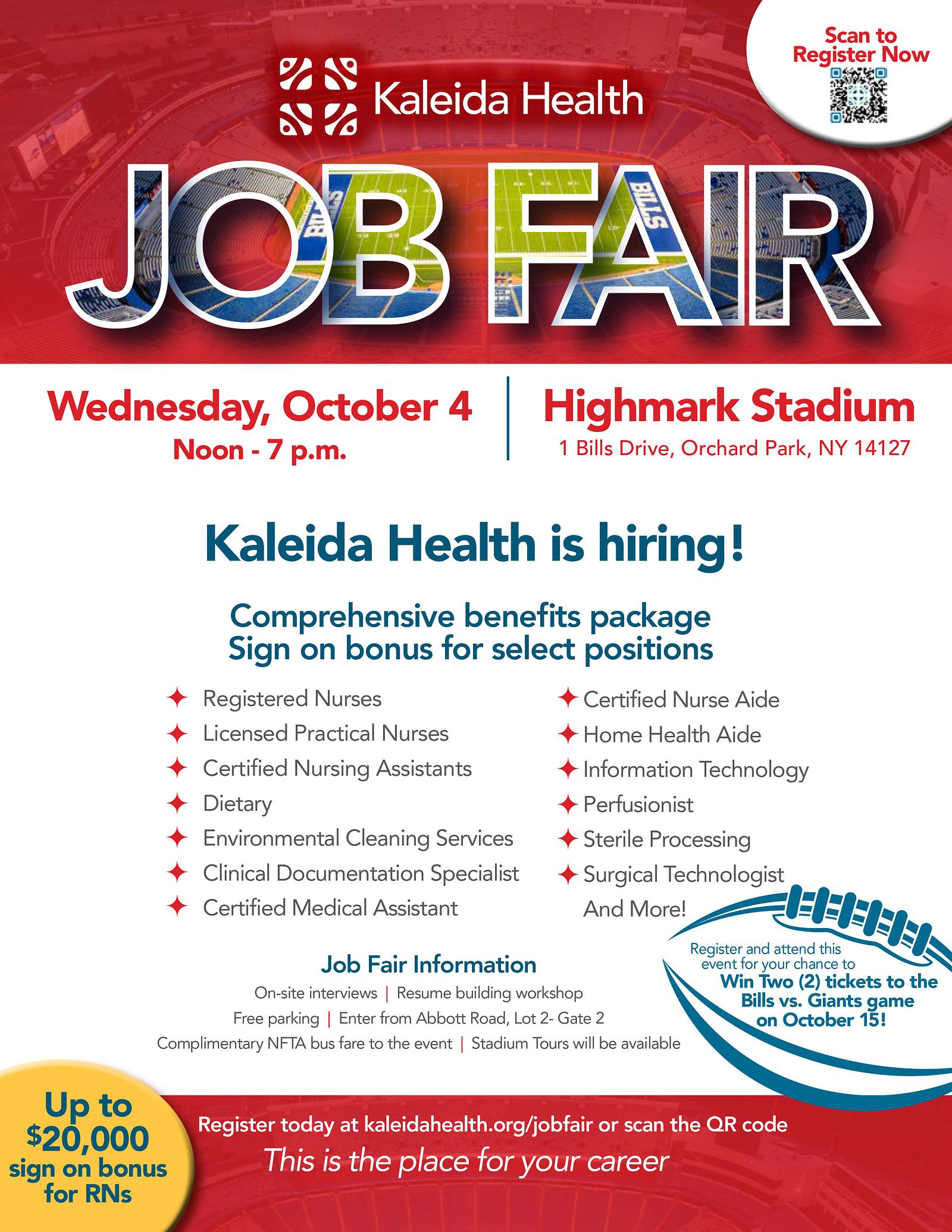 Spread the Word: Job Fair at Highmark Stadium on October 4