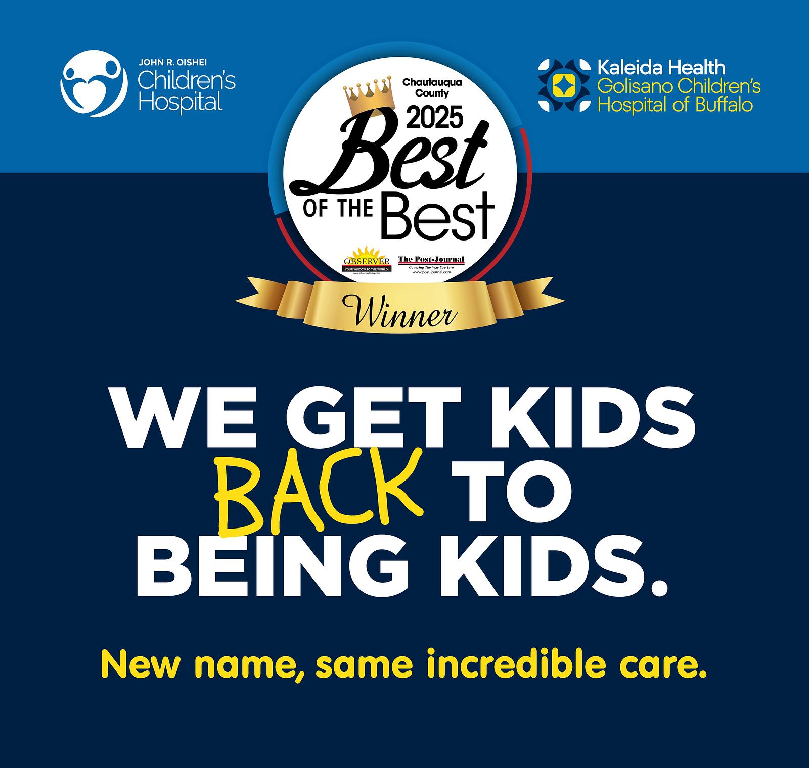 Oishei Children’s Hospital named Best Regional Hospital in Chautauqua County