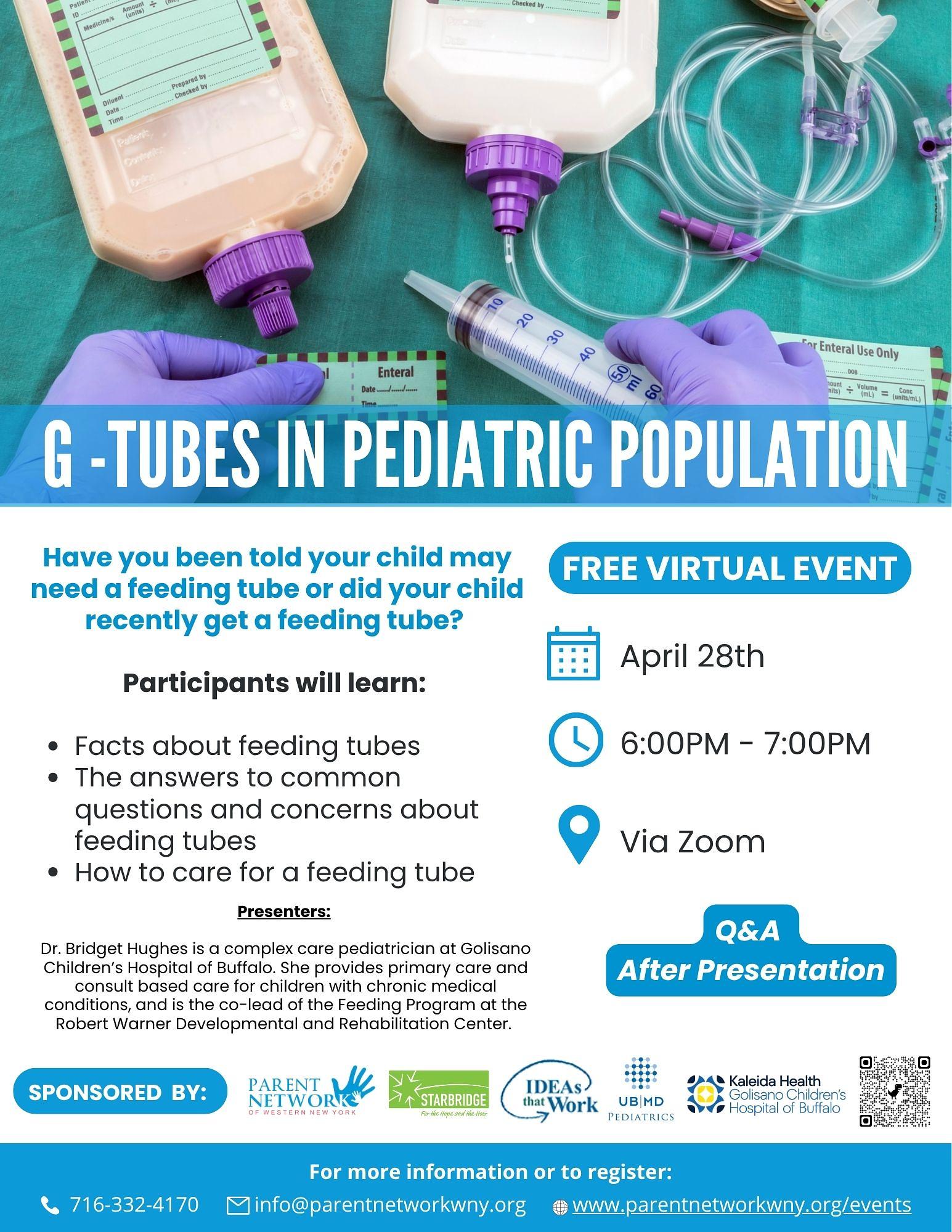 Free virtual education event on April 28: G-Tubes in Pediatric Population