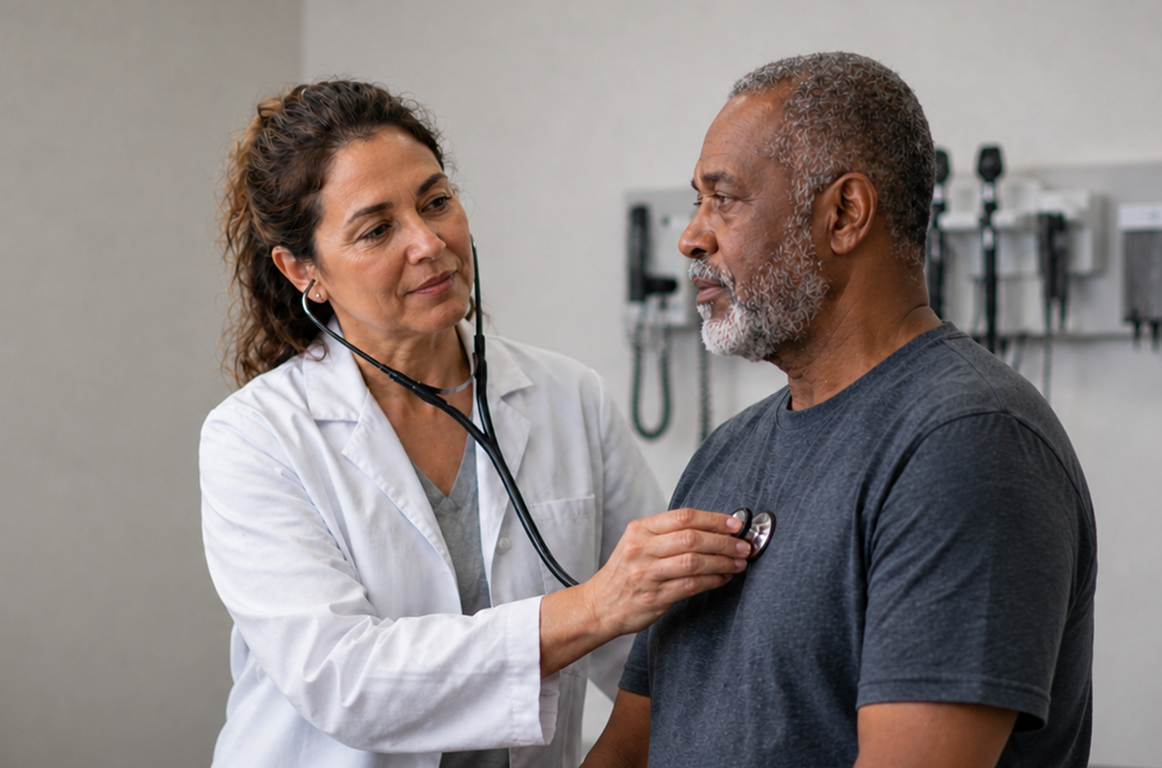 Doctor taking care of patient's heart