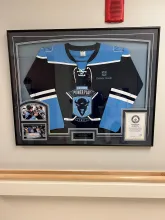 Hughes' 11 Day Power Play Jersey on Display at OCH