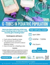 Free virtual education event on April 28: G-Tubes in Pediatric Population