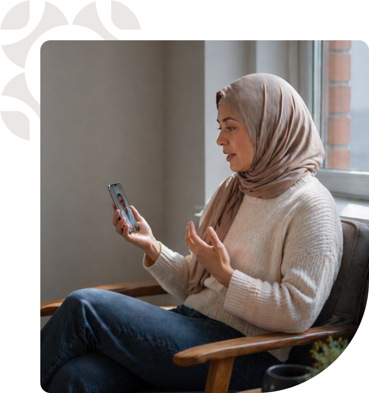 Patient consulting a provider on a smartphone